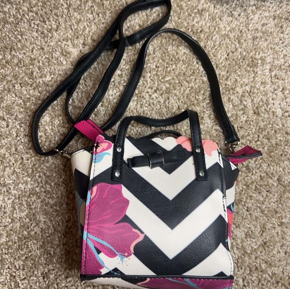 Candie's Chevron Floral Print Mini Crossbody Bag